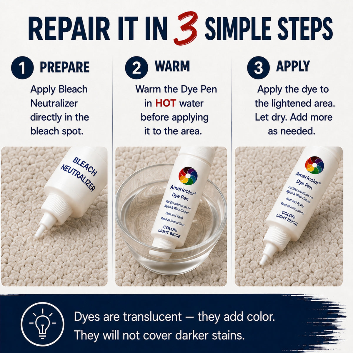 Dye Pen Homeowner Kit – Set of 5 Carpet Dye Pens
